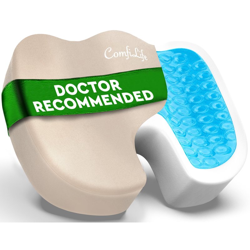 ComfiLife Premium Gel & Memory Foam Seat Cushion – Doctor Recommended Office Chair Cushion, Car Seat Cushion – Chair Cushions for Back & Sciatica Pain Relief – Seat Cushions for Office & Desk (Beige)